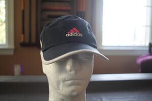 Adidas Aeroready Black Adjustable Running Hat Cap White Trim Pink Logo Unisex